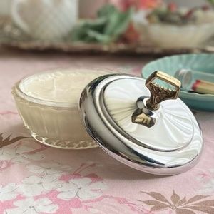 Vintage MCM Covered Candy Trinket Dish Bamboo Coconut Scented Soy Candle